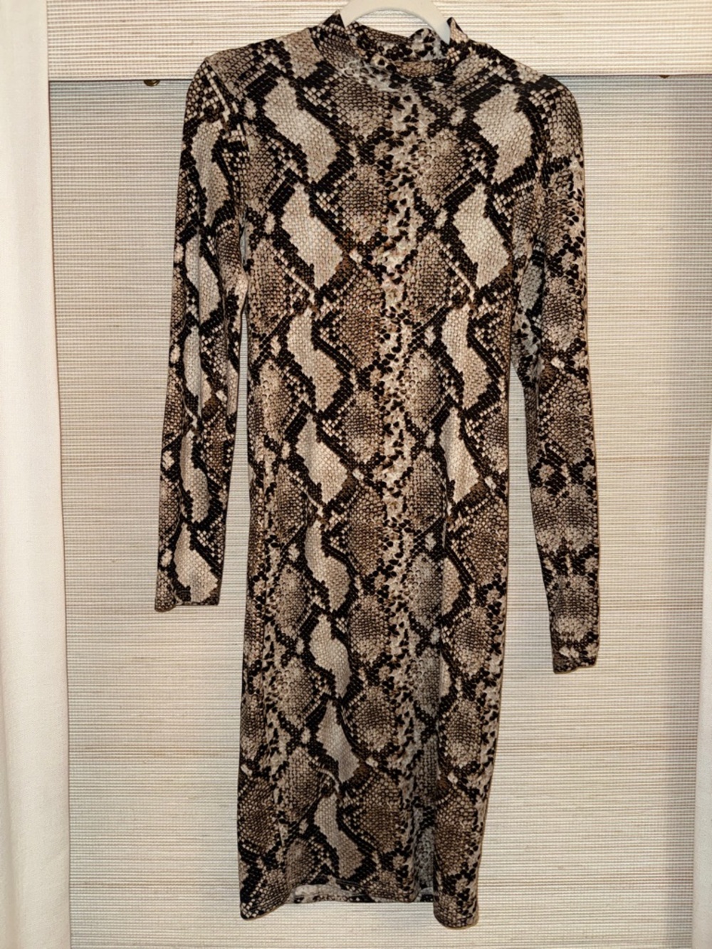 Y2K Snake Print Bodycon Dress Long Sleeve Club Night Out Sexy